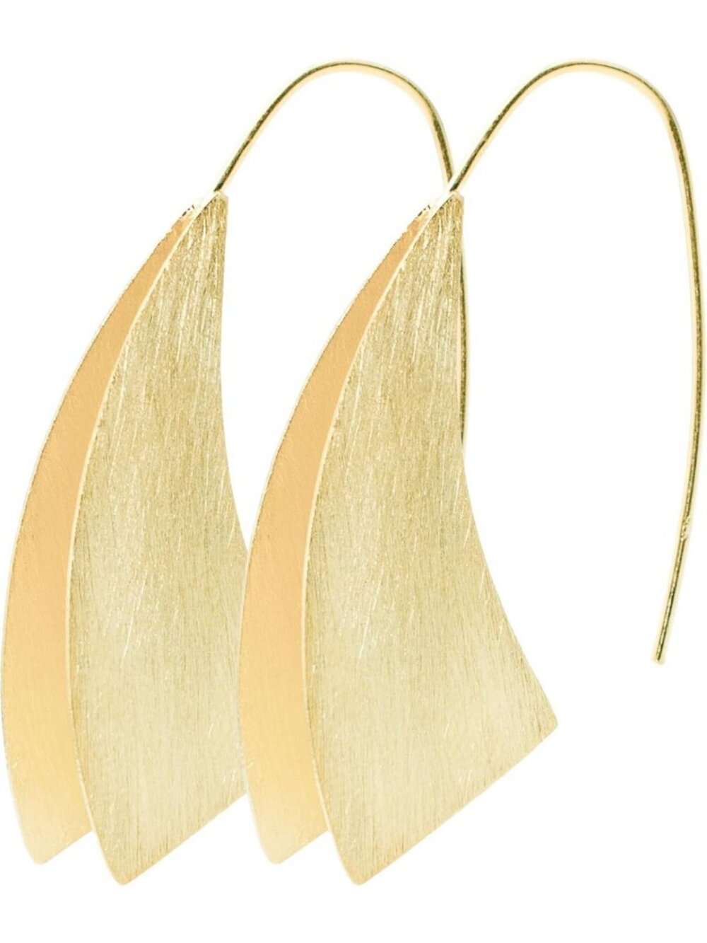 Sculptural Triangle Dangle Drop Earrings in Matte Gold Plated 925 Silver, 1.75